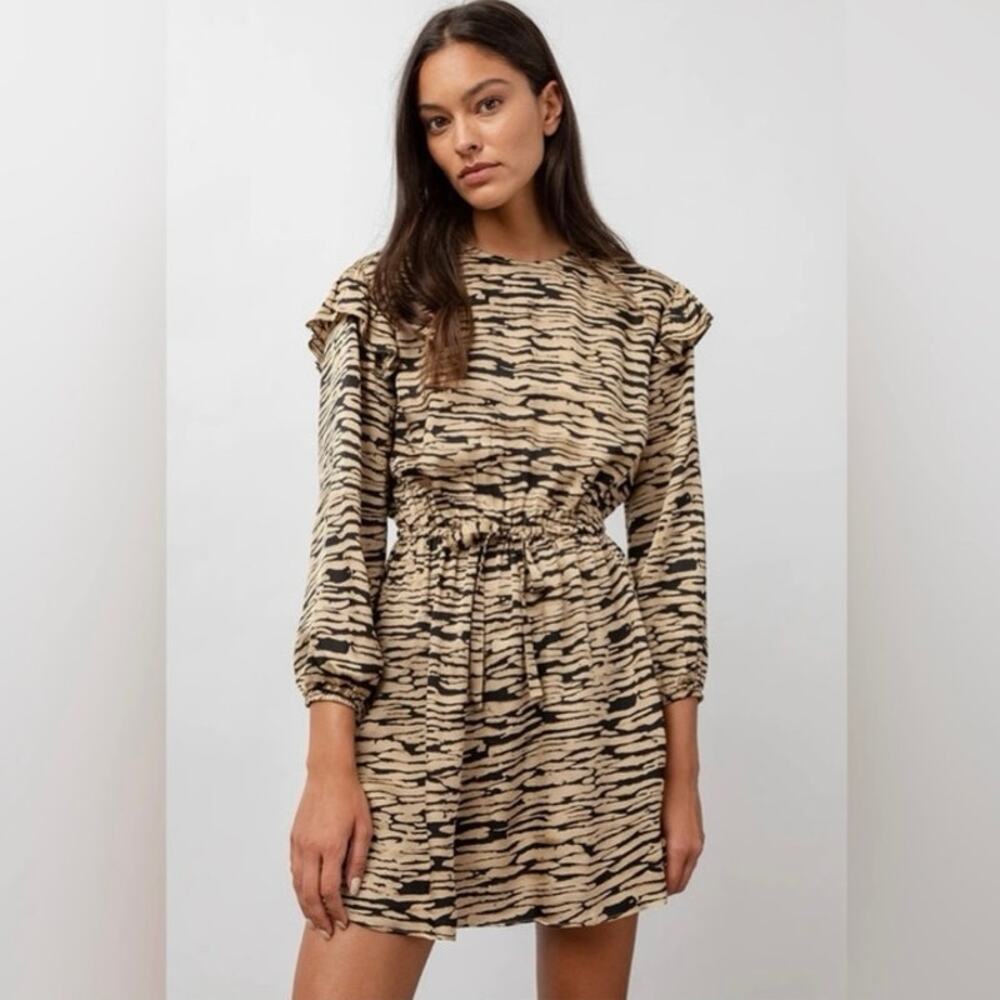 NWT Rails Ora Canyon Ruffle Printed Long Sleeve Mini Dress Sz S